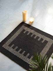 Handwoven Jawaja Small Rug - Brown Squares (2ft x 2ft)