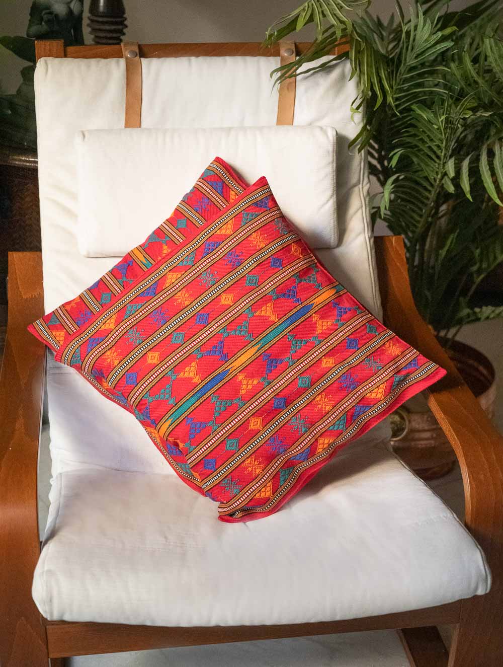 Handwoven Kashida Pattu Cushion Covers - Striking Red Stripes (Set of 2)