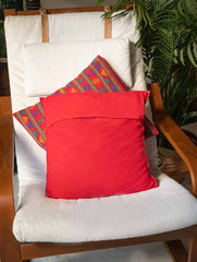 Handwoven Kashida Pattu Cushion Covers - Striking Red Stripes (Set of 2)