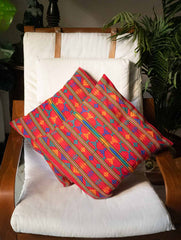 Handwoven Kashida Pattu Cushion Covers - Striking Red Stripes (Set of 2)