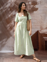 Handwoven Khadi Cotton Dress - Mint Horizon