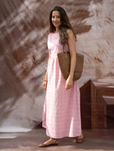 Handwoven Khadi Cotton Dress - Rose Mist