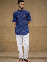 Ikat Hand Woven Soft Cotton Shirt - Indi Blue