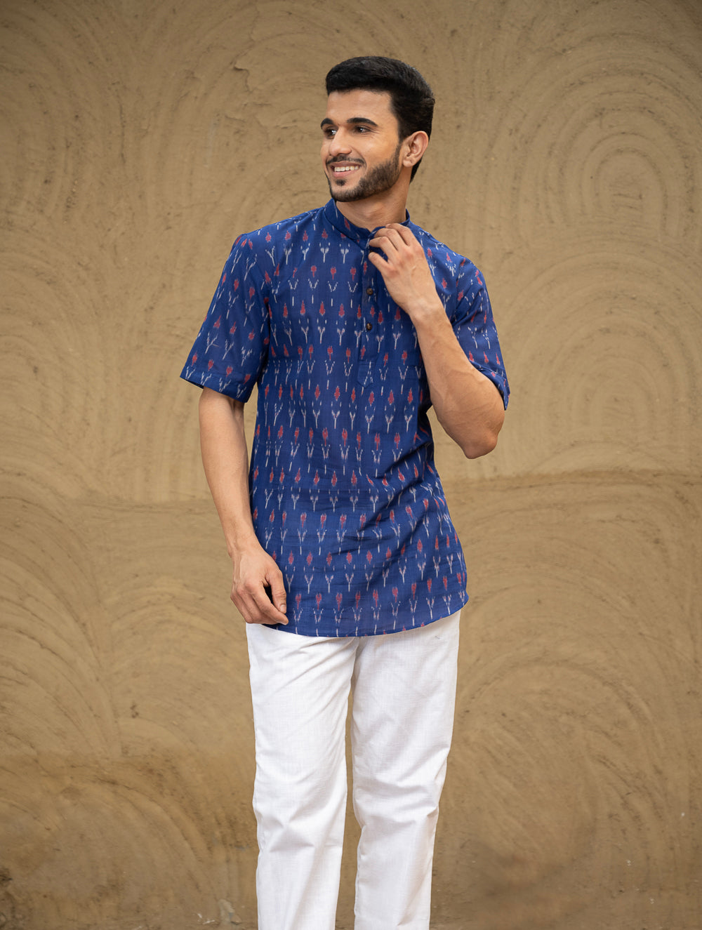Ikat Hand Woven Soft Cotton Shirt - Indi Blue