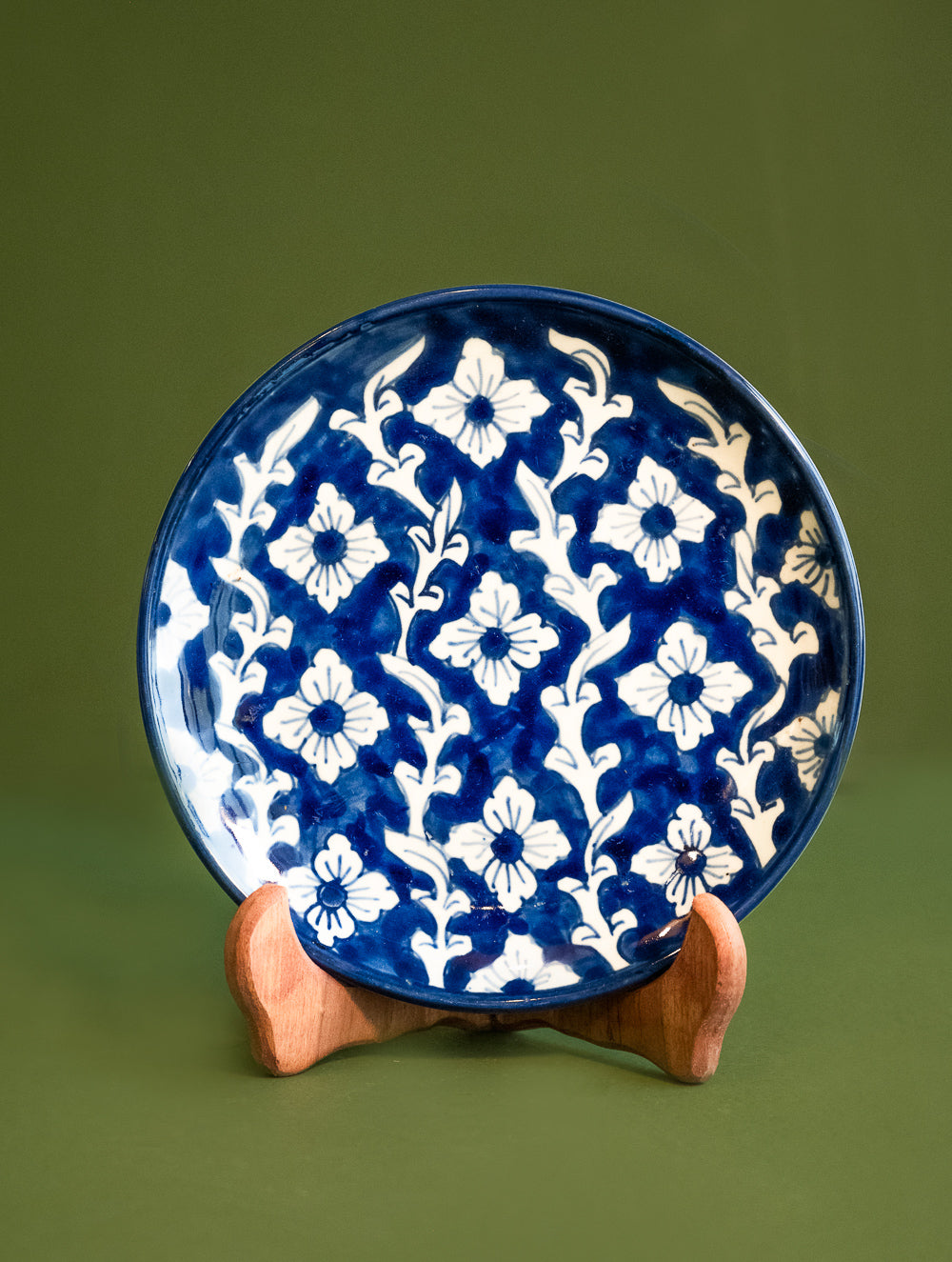 Jaipur Blue Pottery Decorative Plate - Indigo Florals