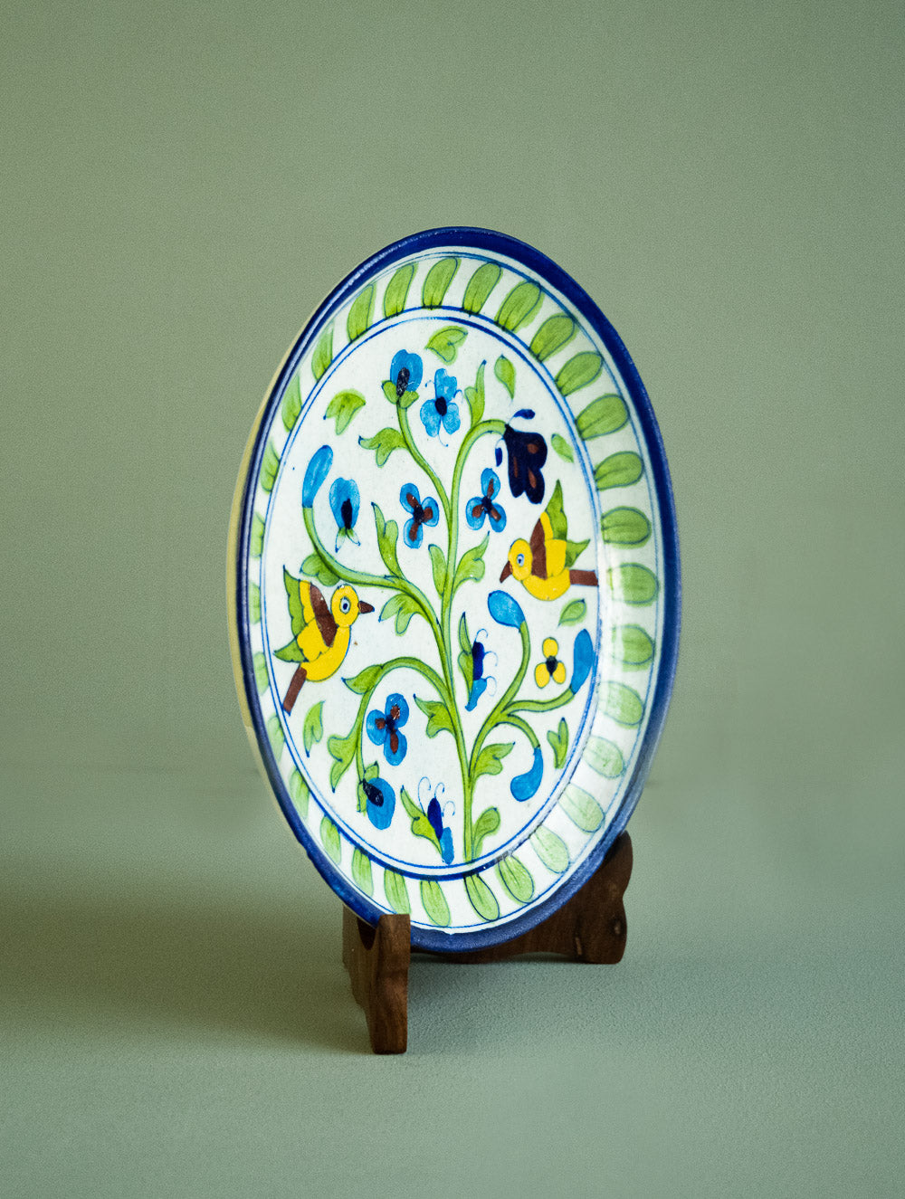 Jaipur Blue Pottery Decorative Plate - White Spring