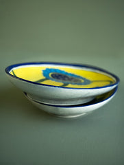 Jaipur Blue Pottery Oval Serving Plates - Yellow Sunflowers (Set of 2)