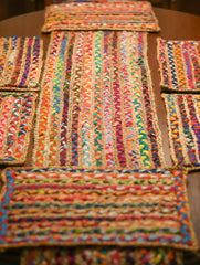 Jute & Fabric Table Mats & Runner (Set of 7)