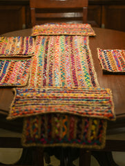 Jute & Fabric Table Mats & Runner (Set of 7)