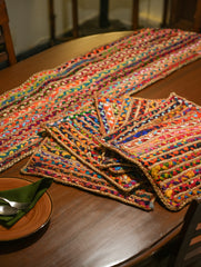 Jute & Fabric Table Mats & Runner (Set of 7)