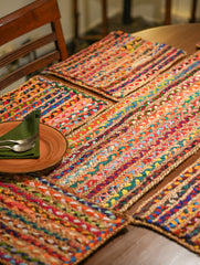 Jute & Fabric Table Mats & Runner (Set of 7)