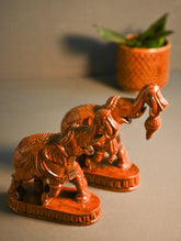 Exclusive Karnataka Wood Carving Curio- Gaja Vana (Set of 2)
