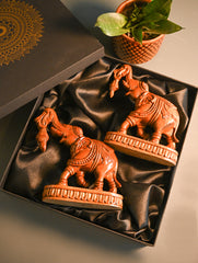 Exclusive Karnataka Wood Carving Curio- Gaja Vana (Set of 2)