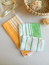 Handwoven Soft Kerala Cotton Kitchen-to-Coast Towels Gift Set in Sabai Grass Basket - Meadow Light (Set of 3)