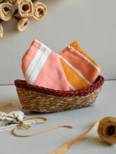 Handwoven Soft Kerala Cotton Kitchen-to-Coast Towels Gift Set in Sabai Grass Basket - Coral Reef (Set of 3)