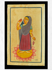 Kalighat Painting With Mount - Lakshmi