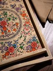 Kashmiri Art Tray - Beige Floral