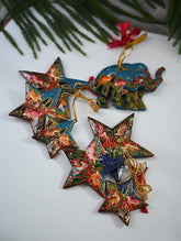 Kashmiri Art Xmas Decorations - Blue Red Forests (Set of 9)