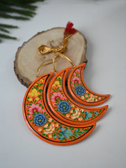 Kashmiri Art Xmas Decorations - Orange Florals (Set of 13)