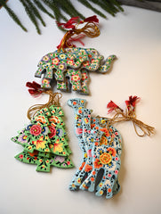 Kashmiri Art Xmas Decorations - Pastel Rhapsody(Set of 9)