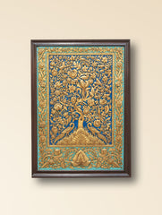 Large Hand-rendered Stone Dust Painting - Noor-e-Bagh (Framed 35" x 24")