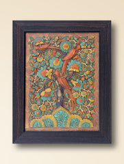 Large Hand-rendered Stone Dust Painting - The Gilded Perch (Framed 19" x 16")