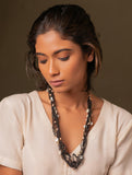 Layered Black Thread & Shell Necklace