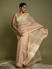Light & Breezy. Sanganeri Hand Block Printed Kota Doria - Summer Flora