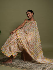 Light & Breezy. Sanganeri Hand Block Printed Kota Doria - Summer Flora