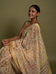 Light & Breezy. Sanganeri Hand Block Printed Kota Doria - Summer Flora