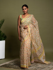 Light & Breezy. Sanganeri Hand Block Printed Kota Doria - Summer Flora
