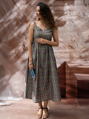 Light & Soft. Handwoven Ikat Dress - Grey Mirage