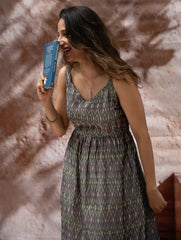 Light & Soft. Handwoven Ikat Dress - Grey Mirage