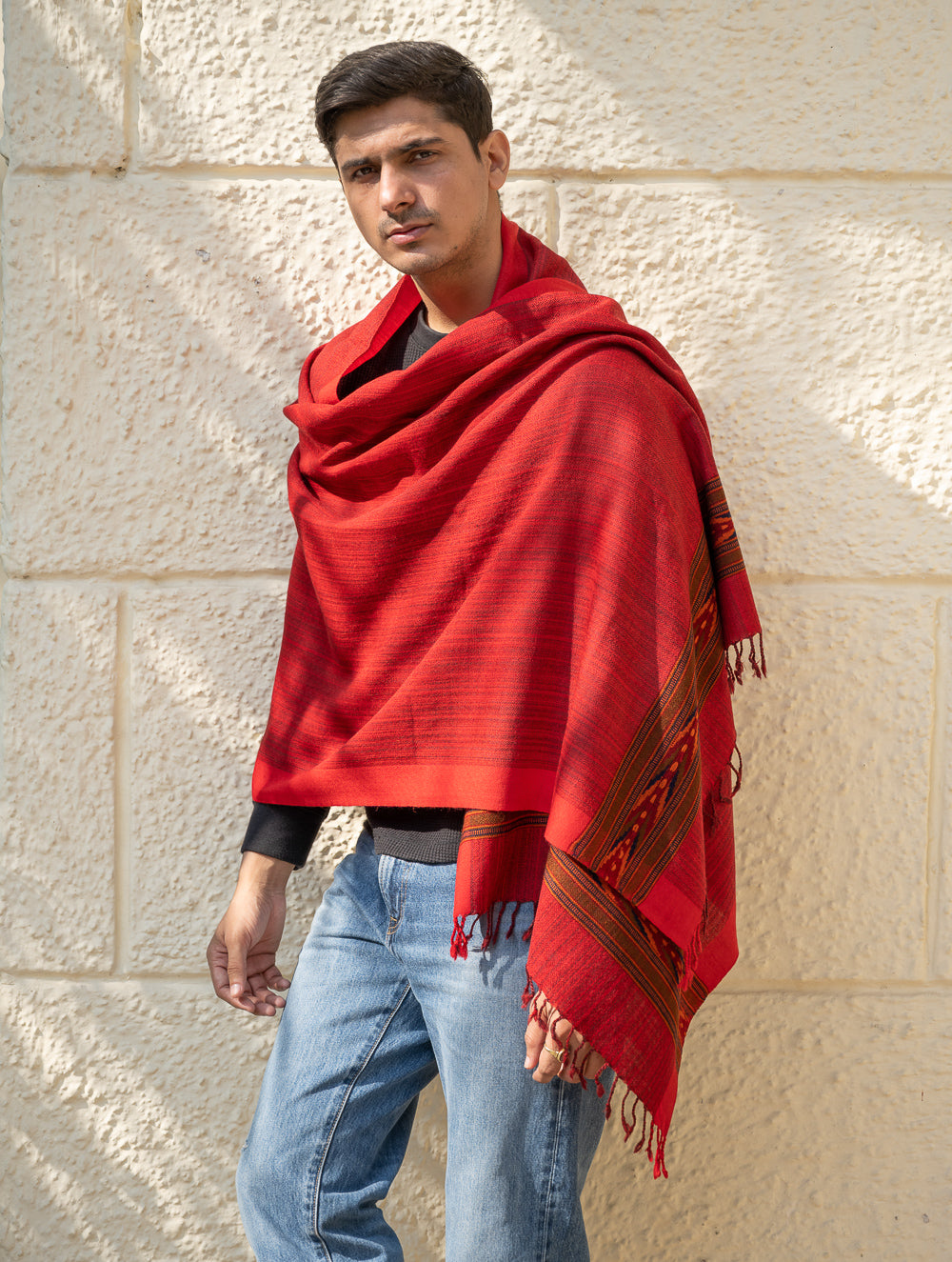 Light & Warm Himachal Stole - Rosewood Bark