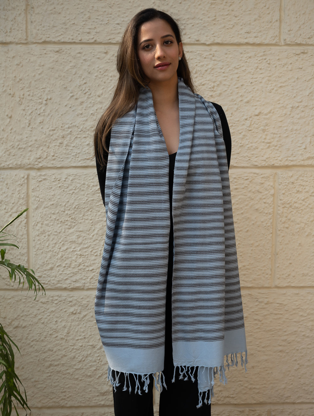 Light & Warm Merino Wool Kinnauri Stole - Cacao Link