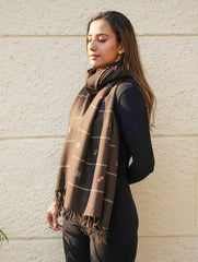 Light & Warm Merino Wool Kinnauri Stole - Coffee Meadow