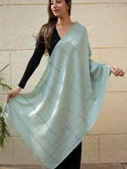 Light & Warm Merino Wool Kinnauri Stole - Cool Mist Link