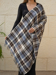 Light & Warm Merino Wool Kinnauri Stole - Frozen Grid