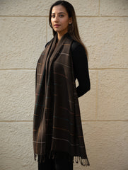 Light & Warm Merino Wool Kinnauri Stole - Ink & Ice