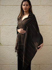 Light & Warm Merino Wool Kinnauri Stole - Ink & Ice