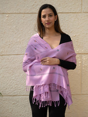 Light & Warm Merino Wool Kinnauri Stole - Meadow in Mauve