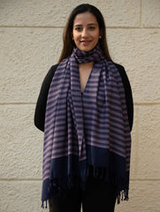 Light & Warm Merino Wool Kinnauri Stole - Midnight Duet
