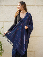 Light & Warm Merino Wool Kinnauri Stole - Midnight Link
