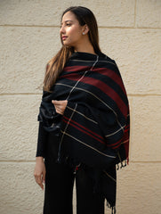 Light & Warm Merino Wool Kinnauri Stole - Molten Night