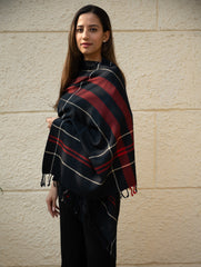 Light & Warm Merino Wool Kinnauri Stole - Molten Night