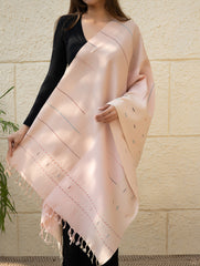 Light & Warm Merino Wool Kinnauri Stole - Rosé Dust