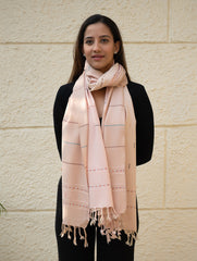 Light & Warm Merino Wool Kinnauri Stole - Rosé Dust