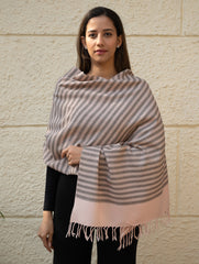 Light & Warm Merino Wool Kinnauri Stole - Rosé & Noir