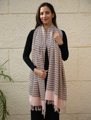 Light & Warm Merino Wool Kinnauri Stole - Rosé & Noir