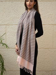 Light & Warm Merino Wool Kinnauri Stole - Rosé & Noir